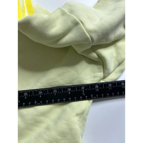 Adidas Sweatshirt Womens XL Cropped Neon Yellow Embroidered Logo Hoodie - Picture 4 of 6